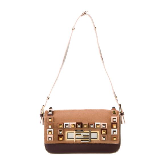 FENDI Authentic 3Baguette Brown Vintage Studded Shoulder Bag - Picture 1 of 13